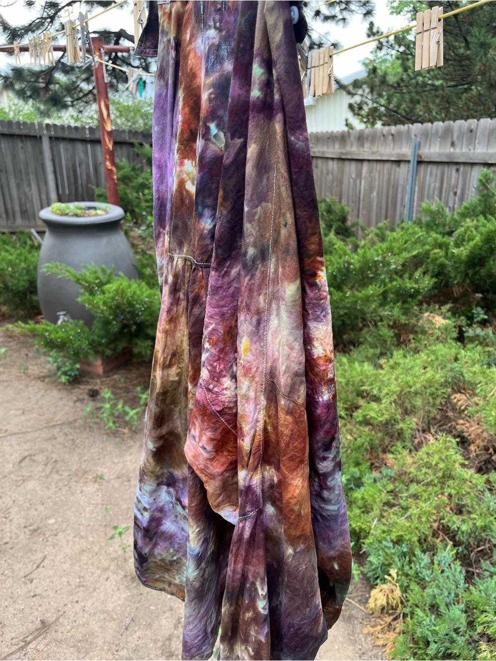 Up cycled Tie-Dye Button Up Women's Cotton blouse - Picture 3 of 5